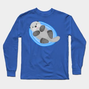 Cute sea otter cartoon illustration Long Sleeve T-Shirt